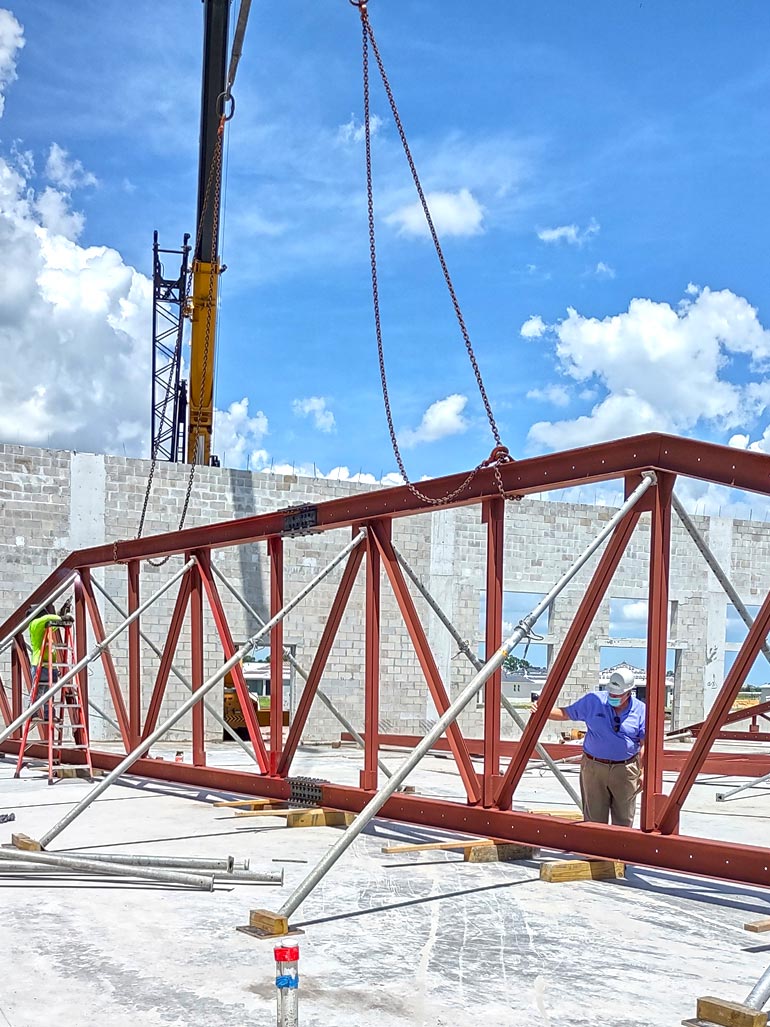 inspecting trusses during shell construction